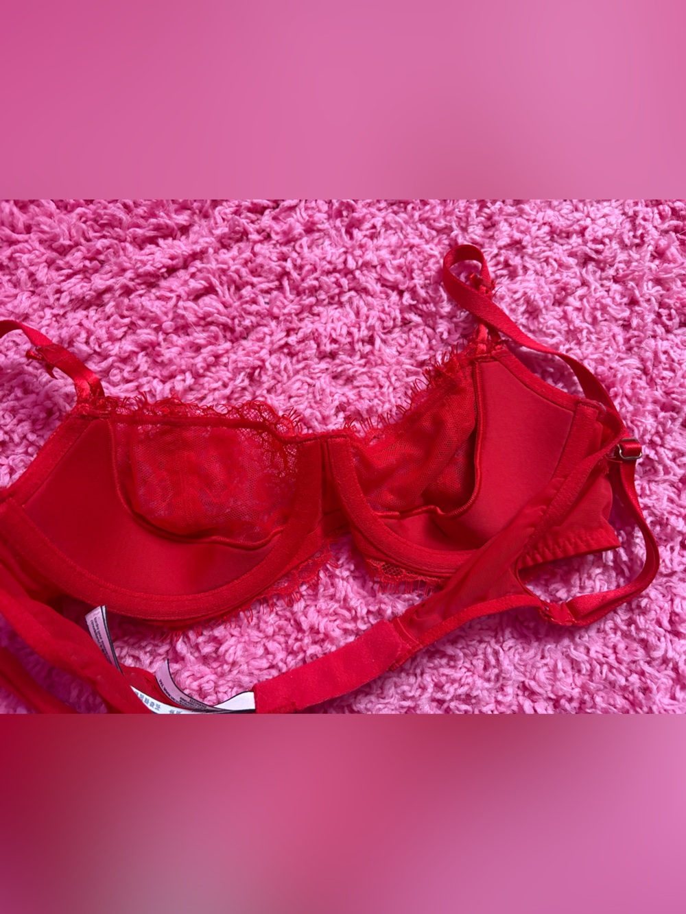 ❦ Dream Angels Red Lace Unlined Bra ❦ - Picture 7 of 9